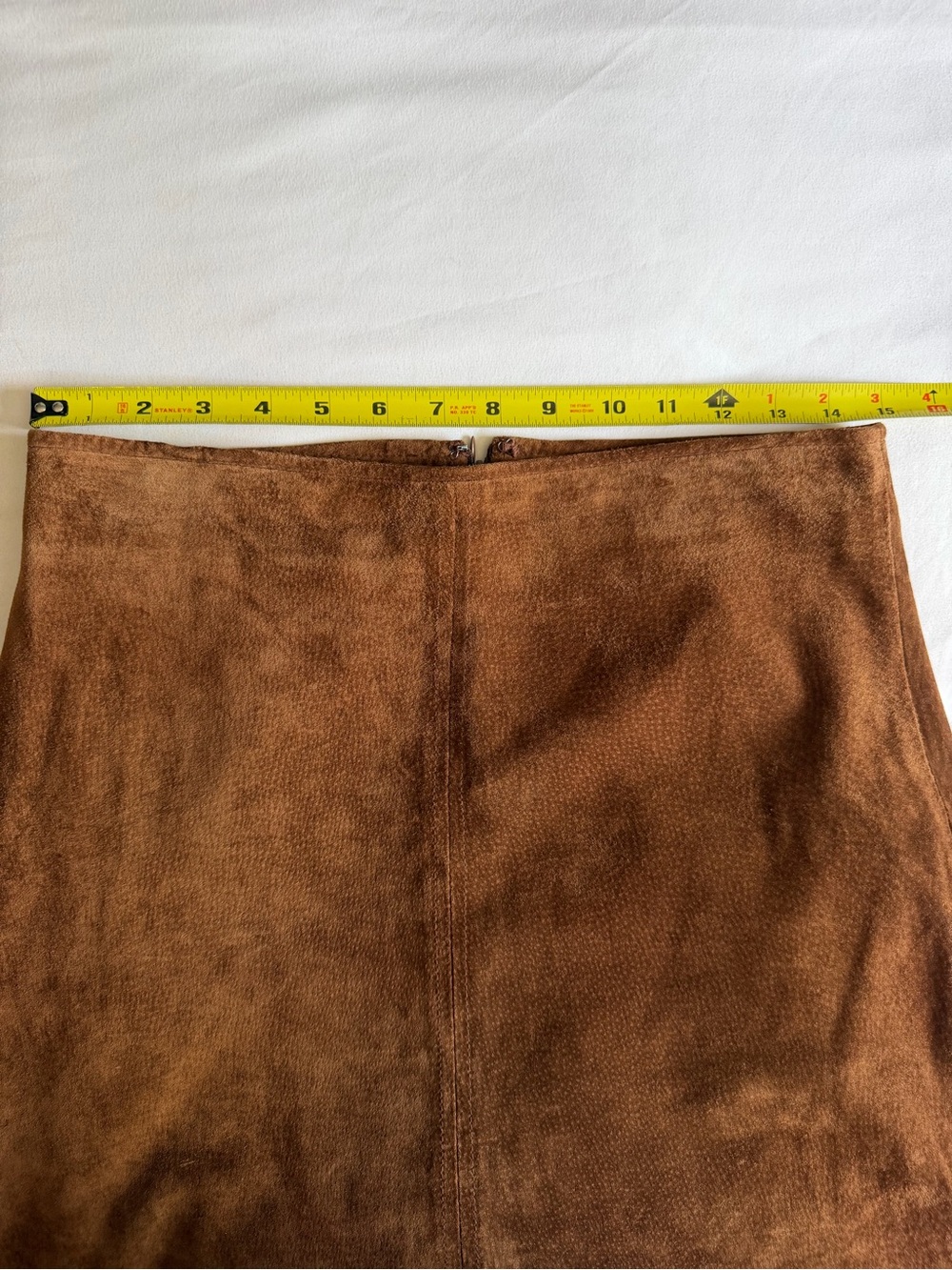 Vintage Clio 100% Leather Suede Western Camel Brown A-Line Midi Skirt - Picture 14 of 14